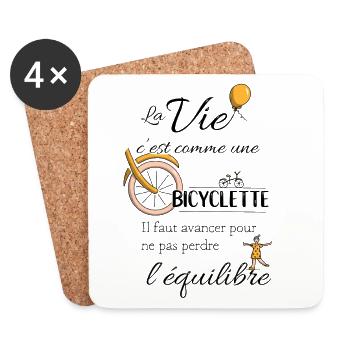 Equilibre et bicyclette - Dessous de verre (lot de 4) - blanc - Devant