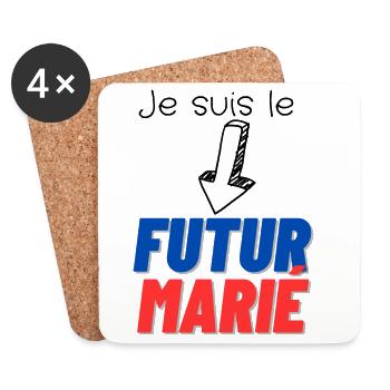 EVG futur marié. Enterrement vie célibataire - Dessous de verre (lot de 4) - blanc - Devant