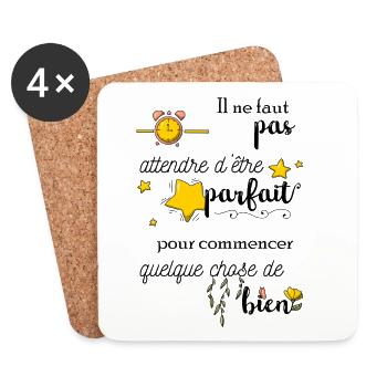 Pas besoin d'être perfectionniste - Dessous de verre (lot de 4) - blanc - Devant