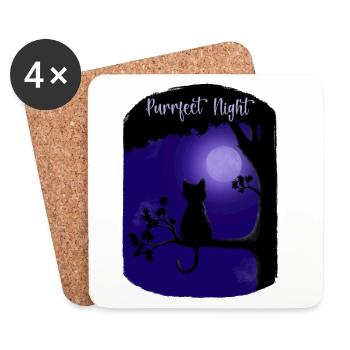 Nuit Purrfect - Dessous de verre (lot de 4) - blanc - Devant