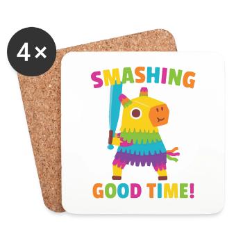 Niedliche Pinata Smashing Good Time Cinco de Mayo - Untersetzer (4er-Set) - Weiß - Vorne
