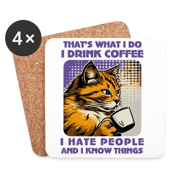 Caffeine-Powered Cat Lover - Coasters (set of 4) - white - Front