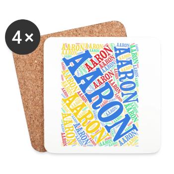 T-shirt Aaron Word Cloud T-shirt cadeau - Dessous de verre (lot de 4) - blanc - Devant
