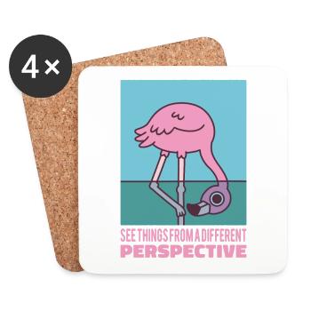 Flamingo See Things From A Different Perspective - Coasters (set of 4) - white - Front