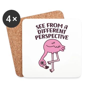 Cute Flamingo See From A Different Perspective - Coasters (set of 4) - white - Front