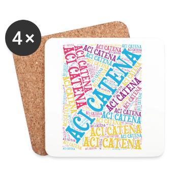 Sicilia T-Shirt Aci Catena Wortwolke T-Shirt - Untersetzer (4er-Set) - Weiß - Vorne