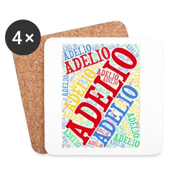 t-shirt Adelio t-shirt word cloud idée cadeau - Dessous de verre (lot de 4) - blanc - Devant