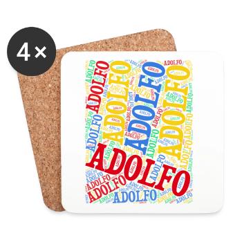 T-Shirt Adolfo Wortwolke T-Shirt Geschenkidee - Untersetzer (4er-Set) - Weiß - Vorne