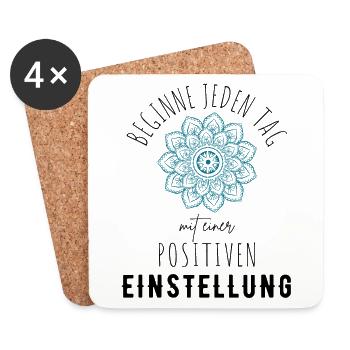 POSITIVE ATTITUDE MINDSET Motivation - Coasters (set of 4) - white - Front