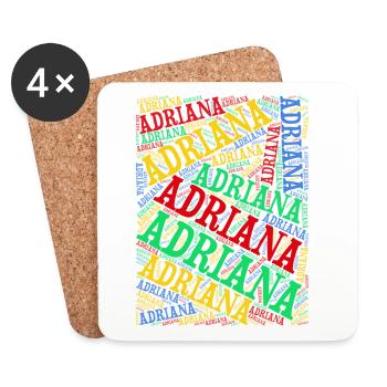 t-shirt Adriana t-shirt word cloud idée cadeau - Dessous de verre (lot de 4) - blanc - Devant
