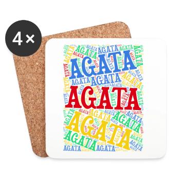 t-shirt Agata word cloud t-shirt gift idea - Coasters (set of 4) - white - Front
