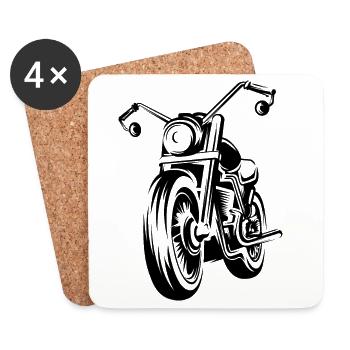custom bike motorcycle rider illustration chopper - Coasters (set of 4) - white - Front