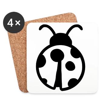 Coccinelle mignonne - Dessous de verre (lot de 4) - blanc - Devant