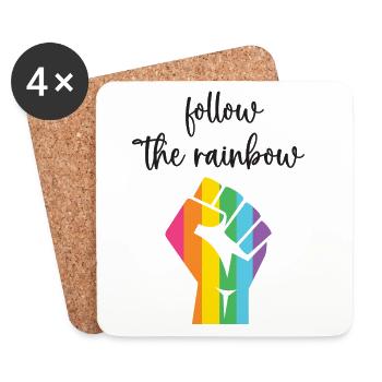Mois de la fierté LGBT - Suivez l’arc-en-ciel - Dessous de verre (lot de 4) - blanc - Devant