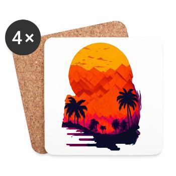 Sunset in the desert - Coasters (set of 4) - white - Front