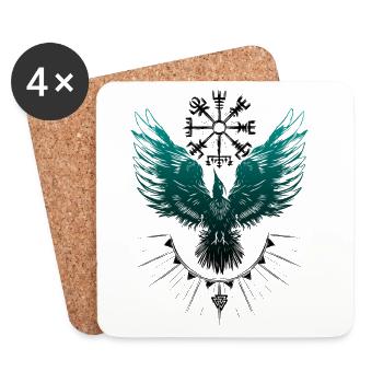 Wikinger Rabe Vegvisir Valknut - Untersetzer (4er-Set) - Weiß - Vorne