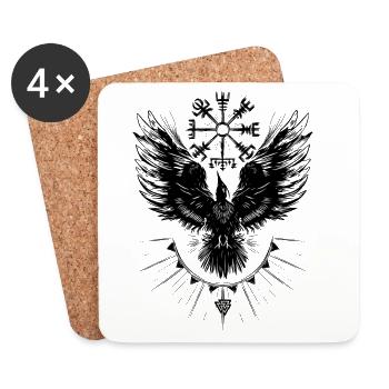 Wikinger Rabe Vegvisir Valknut - Untersetzer (4er-Set) - Weiß - Vorne
