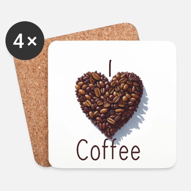 ich liebe Kaffee - Untersetzer (4er-Set) - Weiß