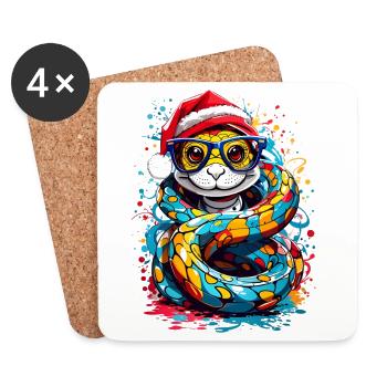 Snake - Coasters (set of 4) - white - Front