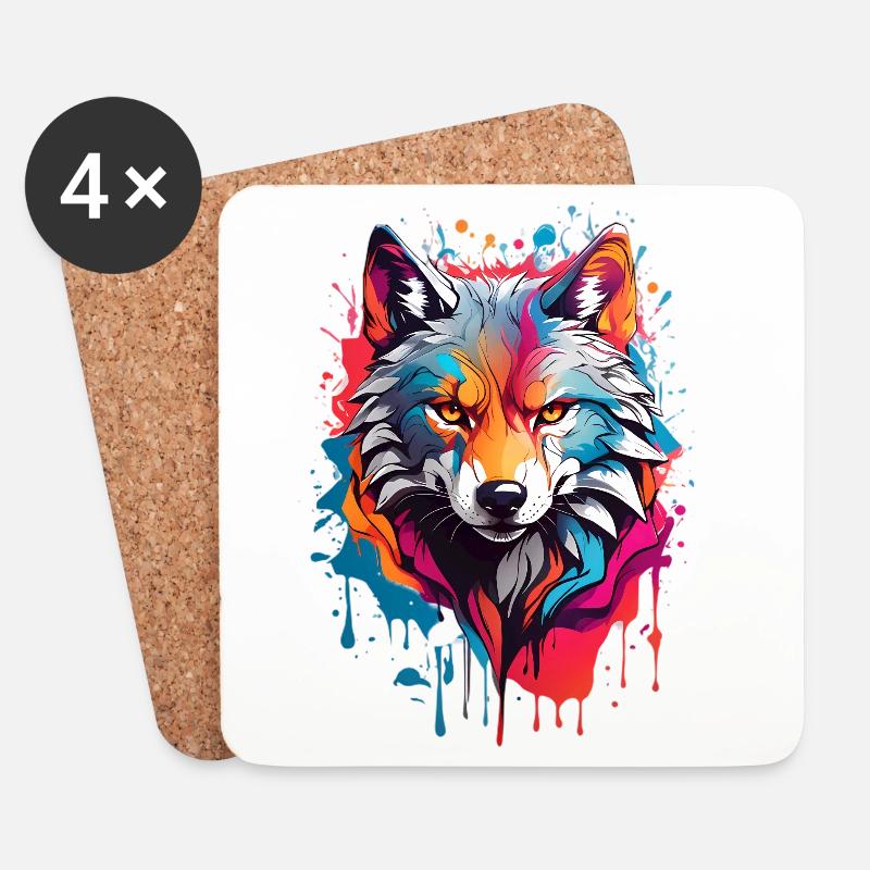 Coole Wolf - Untersetzer (4er-Set) - Weiß