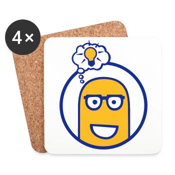 Personnage de bande dessinée mignon (lunettes, cercle) - Dessous de verre (lot de 4) - blanc - Devant