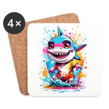 Requin - Dessous de verre (lot de 4) - blanc - Devant