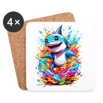 Requin - Dessous de verre (lot de 4) - blanc - Devant