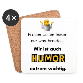 Humor ist wichtig - Untersetzer (4er-Set) - Weiß - Vorne