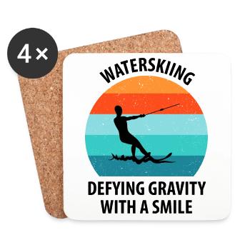 Water skis, water skis, water skiers - Coasters (set of 4) - white - Front