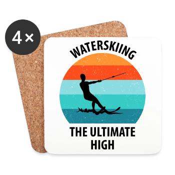 Water skis, water skis, water skiers - Coasters (set of 4) - white - Front
