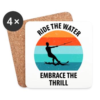 Water skis, water skis, water skiers - Coasters (set of 4) - white - Front