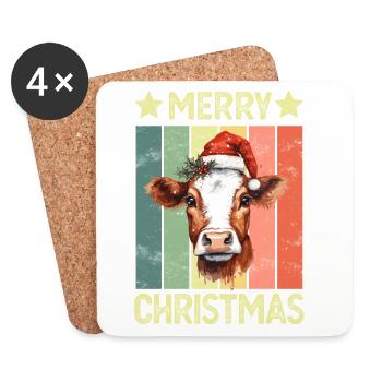 Noël des vaches - Dessous de verre (lot de 4) - blanc - Devant