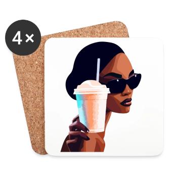 Vibrant Summer Drink Woman Illustration - Coasters (set of 4) - white - Front
