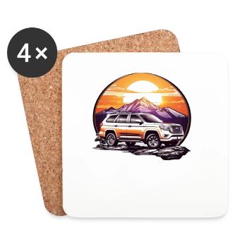 Véhicule tout-terrain 4x4 - Dessous de verre (lot de 4) - blanc - Devant