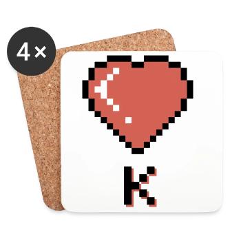 Heart king black outline - Coasters (set of 4) - white - Front