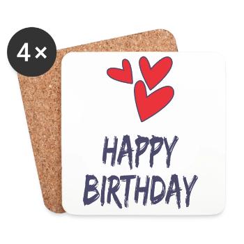 ANNIVERSARY. HAPPY BIRTHDAY. HAPPY BIRTHDAY. - Coasters (set of 4) - white - Front