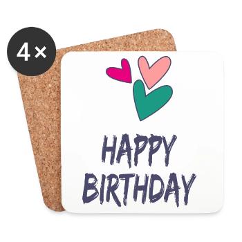 HAPPY BIRTHDAY. HAPPY BIRTHDAY. ANNIVERSARY. - Coasters (set of 4) - white - Front