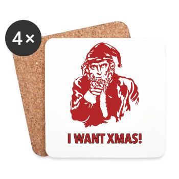 I Want XMAS - Untersetzer (4er-Set) - Weiß - Vorne