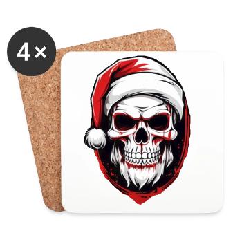Totenkopf Weihnachtsmann - Untersetzer (4er-Set) - Weiß - Vorne