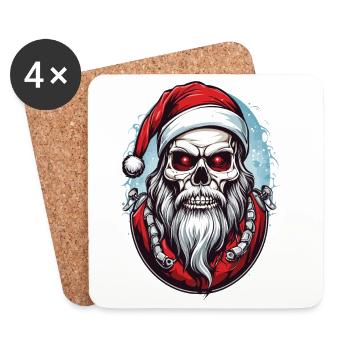 Totenkopf Weihnachtsmann - Untersetzer (4er-Set) - Weiß - Vorne