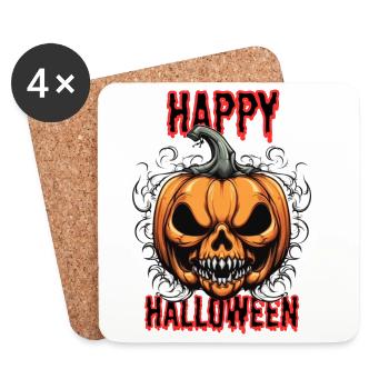 Creepy pumpkin head with horror charm - Coasters (set of 4) - white - Front