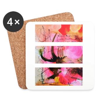 Art abstrait dans les tons roses et noirs - Dessous de verre (lot de 4) - blanc - Devant