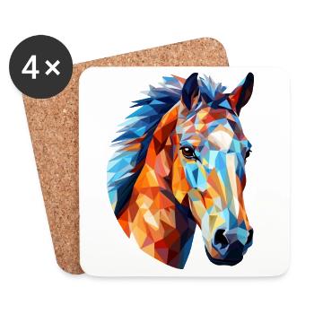 Horse Polygon Horse Head Horses - Coasters (set of 4) - white - Front