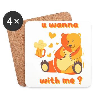 U want to Beer with me ? - Coasters (set of 4) - white - Front
