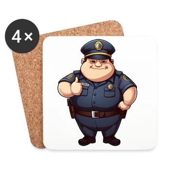 fat policeman - Coasters (set of 4) - white - Front