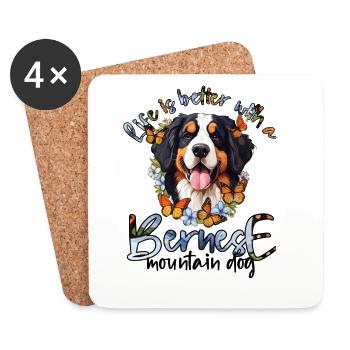 Bouvier bernois - Dessous de verre (lot de 4) - blanc - Devant