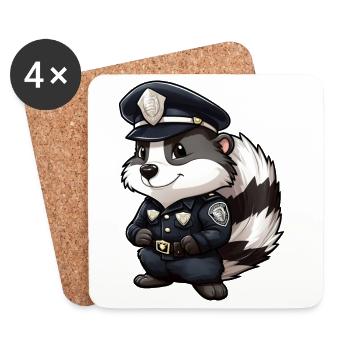 Police de la mouffette - Dessous de verre (lot de 4) - blanc - Devant