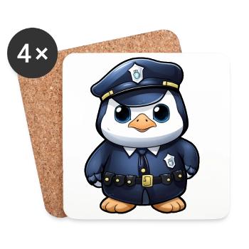 Pinguin Polizei - Untersetzer (4er-Set) - Weiß - Vorne