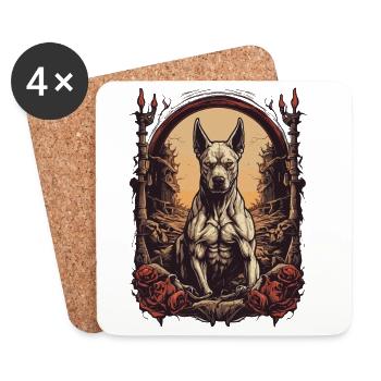 Chien d’attaque - Dessous de verre (lot de 4) - blanc - Devant