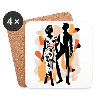 Abstract Art Man and Woman - Coasters (set of 4) - white - Front